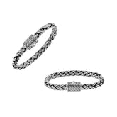 Sterling silver handwoven Bali bracelet with braided chain and secure designer clasp – unisex artisan jewelry for men and women.